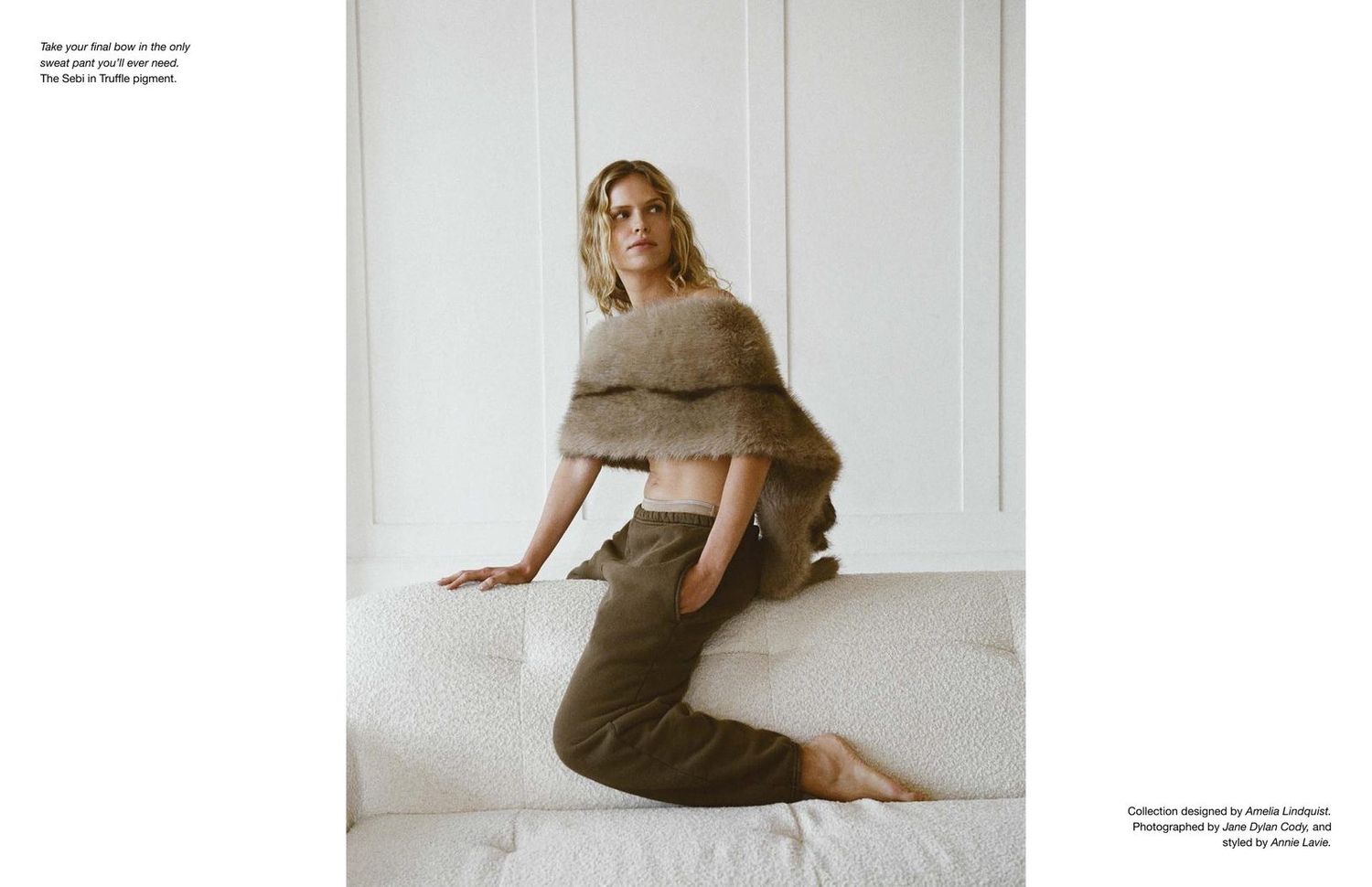 Asher Fall/Winter ’26 closing look, faux-fur and sweat pant