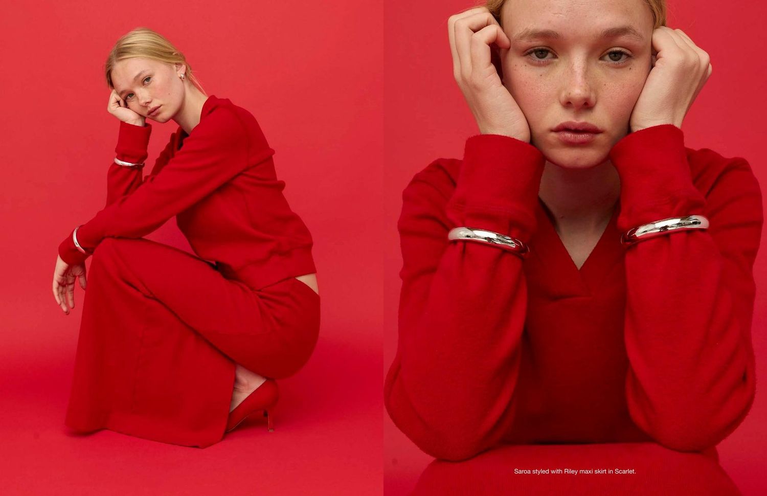 Asher Holiday ’26 Saroa knit in Scarlet